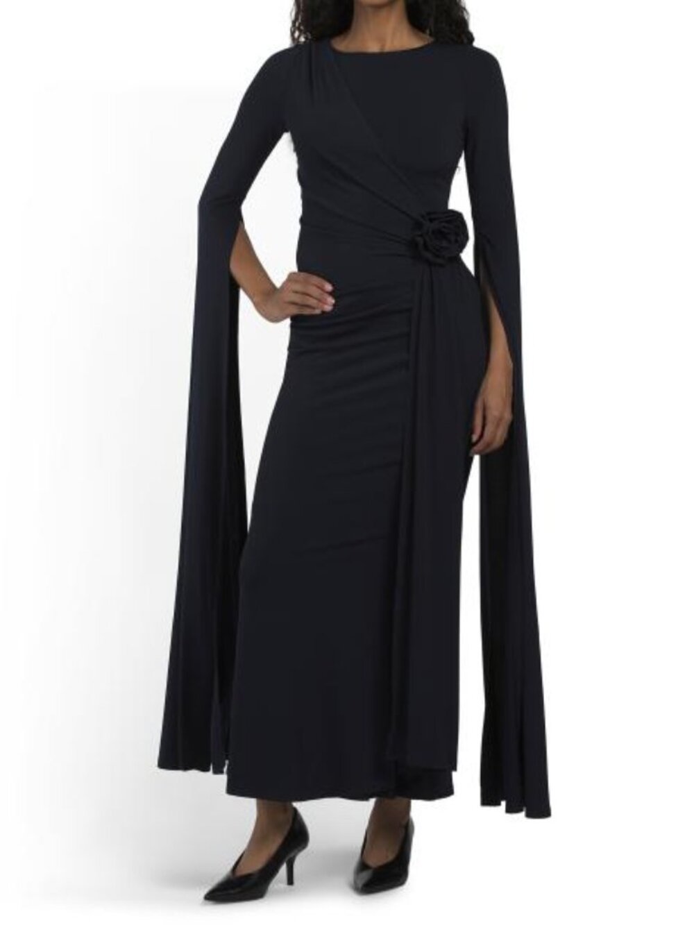 DALIA MACPHEE Cape 3d Floral Gown
